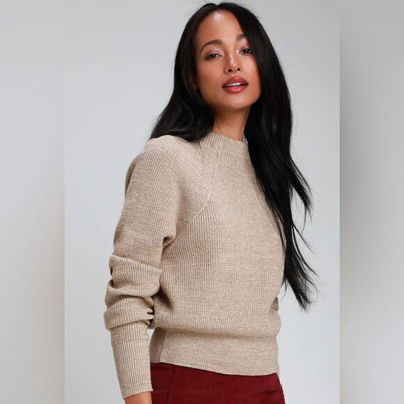 Free People Sweaters - Free People Heathered Beige Knit Pullover Sweater Sz XS Stretchy-Like a New